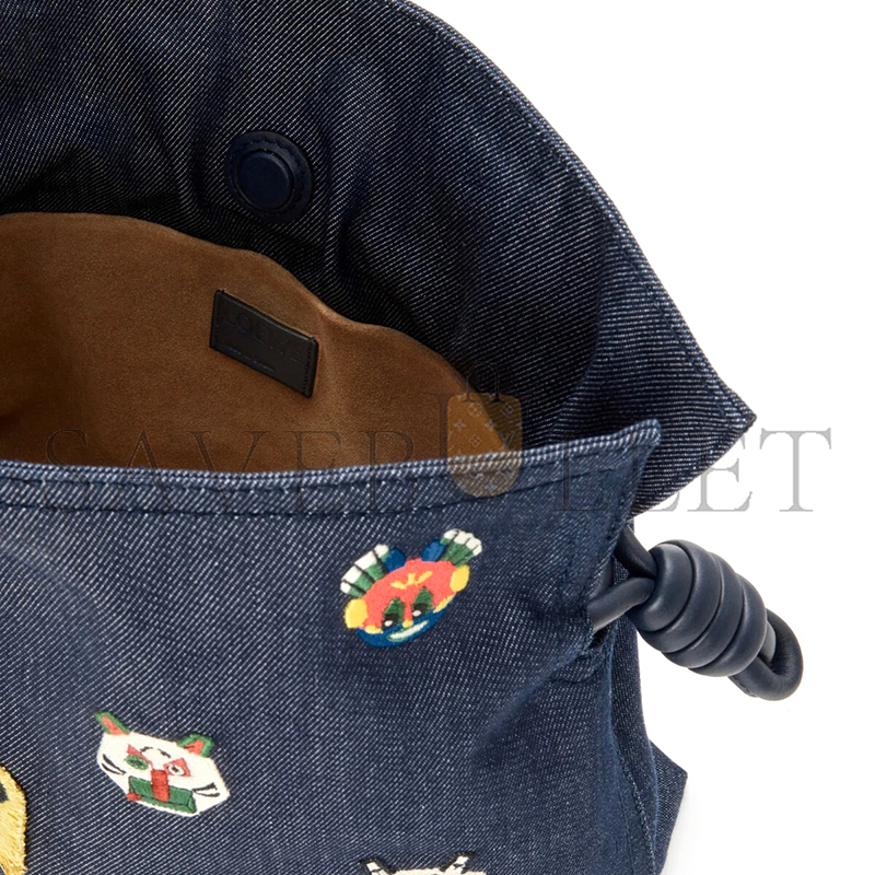 LOEWE CATS MEDIUM FLAMENCO CLUTCH IN DENIM A411FC1XDB (30*24.5*10.5cm)